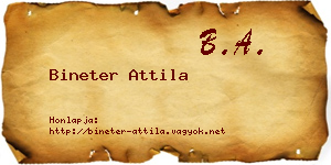 Bineter Attila névjegykártya